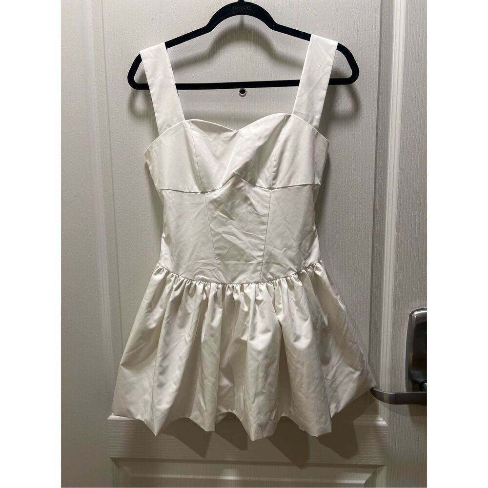 White Womens Sleeveless Fit + Flare Poplin babydoll Mini Dress size S summer - Picture 2 of 6